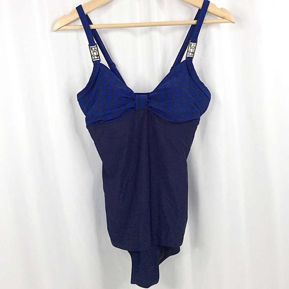 Silhouette Solution One Piece Swimsuit Womens Size 8 Navy Blue Tummy Control